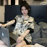 Ultra-Thin Satin Short-Sleeve Sleep Set