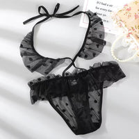 Fluffy Trim Mesh See Through Women Panties