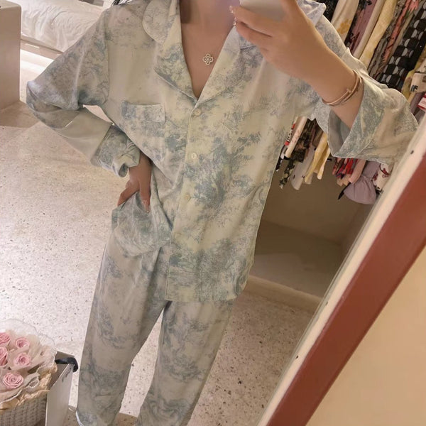 All-season mulberry silk long sleeve pajamas