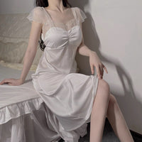 Lace Embrace Satin Maxi Dress