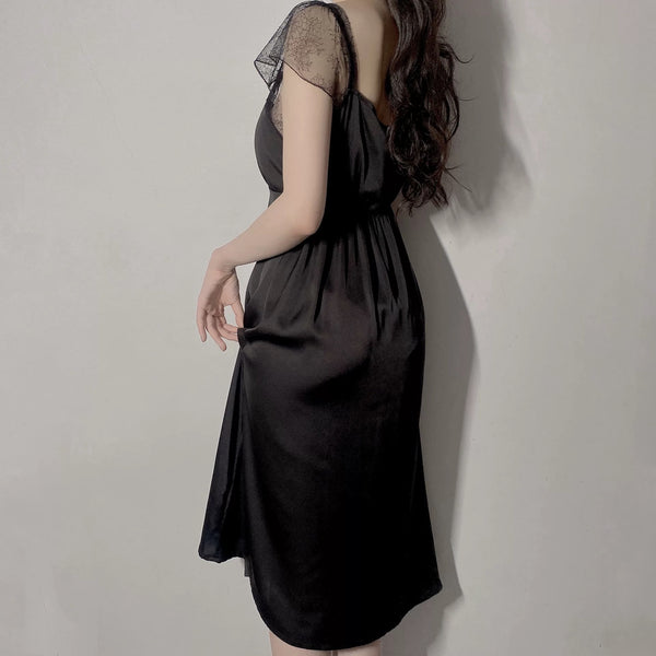 Lace Embrace Satin Maxi Dress