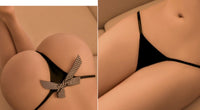 Grey Plaid Bowknot Black Cotton Thong. Comfortable, cute, sexy