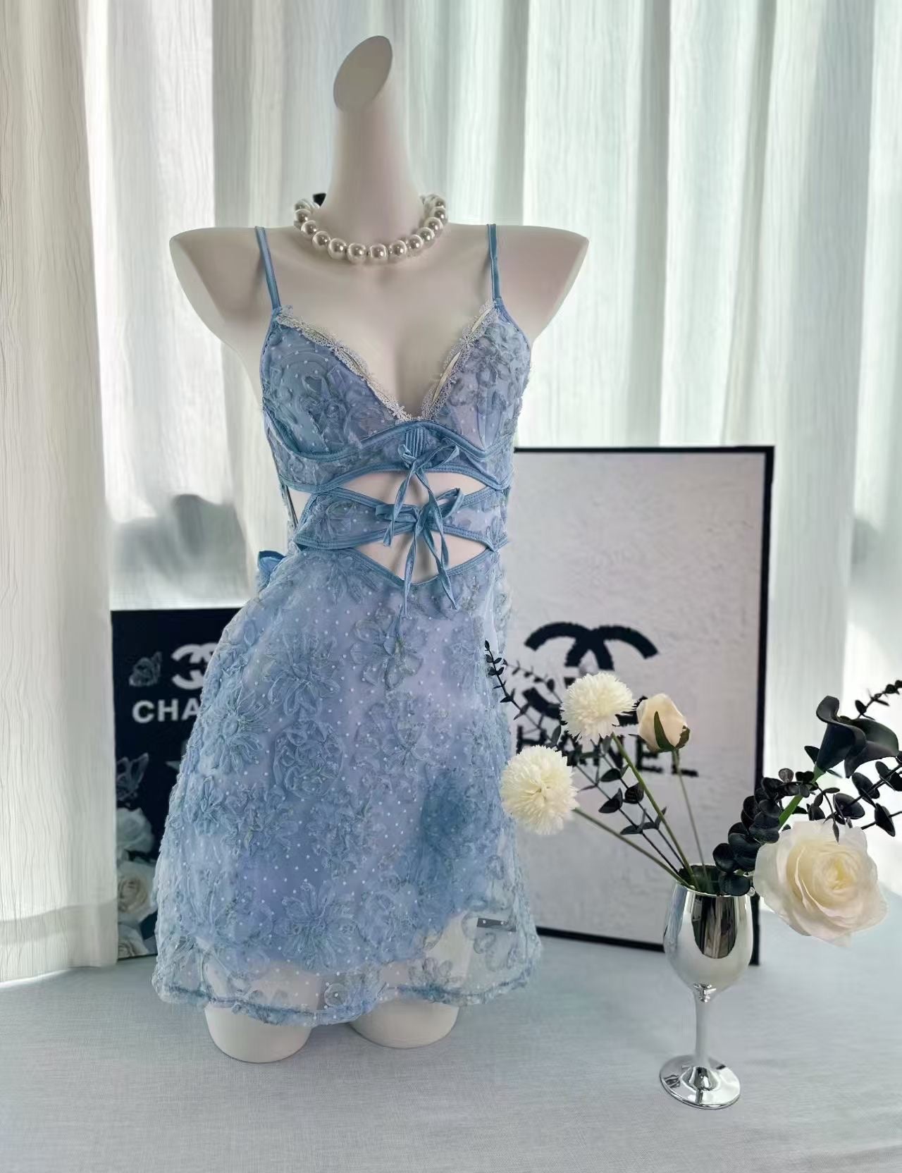 星雾花语透视绑带睡裙｜仙女系性感蕾丝睡衣