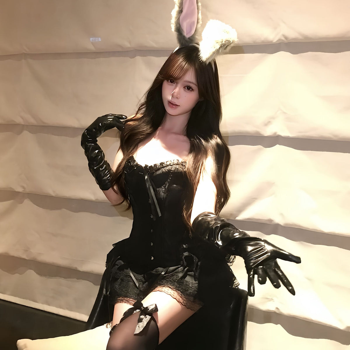 Fallen Angel 6-Piece Costume Set with Corset, Skirt, Wings, Halo, Gloves & Stocking