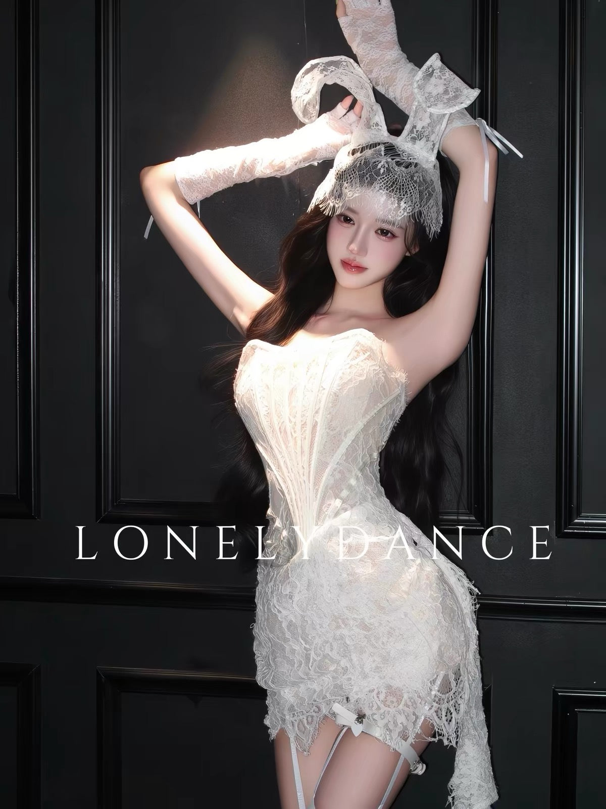 White Lace Corset Garter Mini Dress