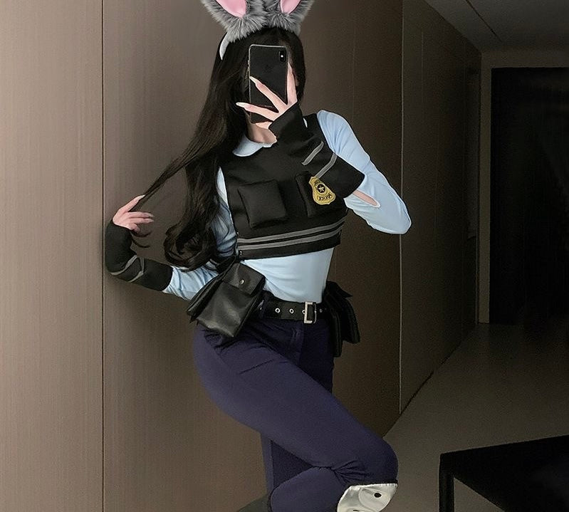 Halloween Bunny Police Costume Set | 4-Piece Roleplay Outfit