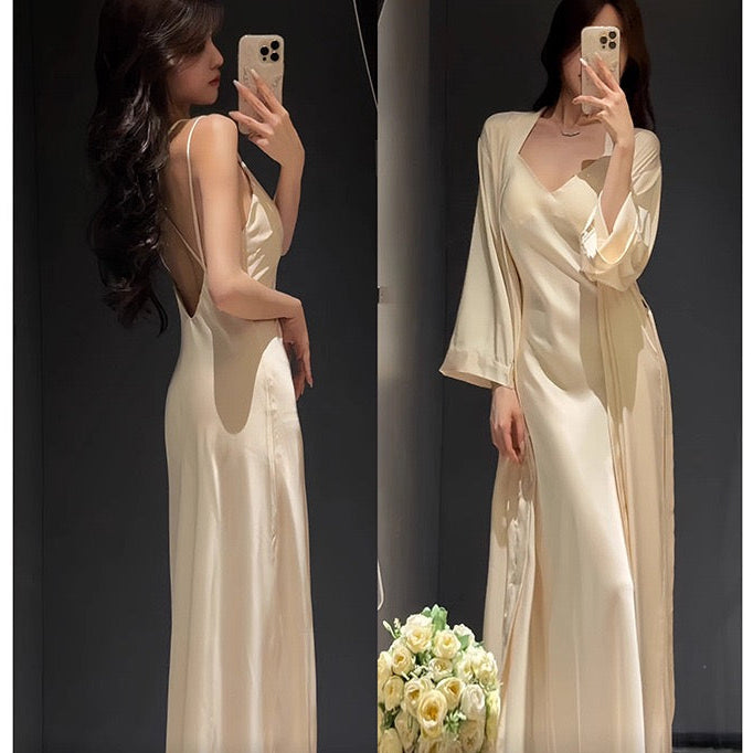 Satin Draped Slim-Fit Nightdress