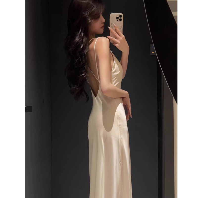 Satin Draped Slim-Fit Nightdress