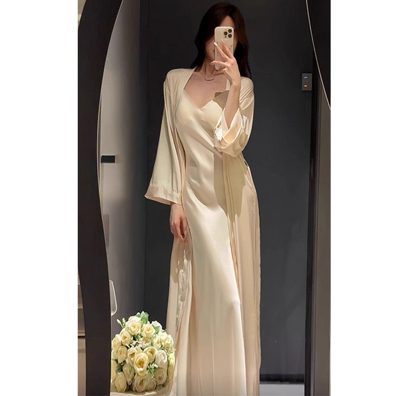 Satin Draped Slim-Fit Nightdress