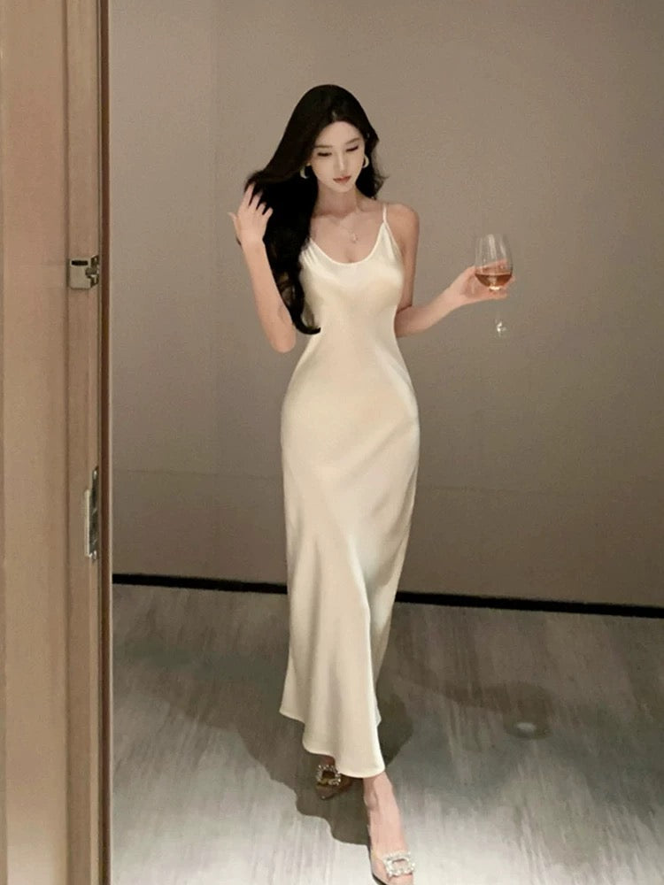 Satin Draped Slim-Fit Nightdress