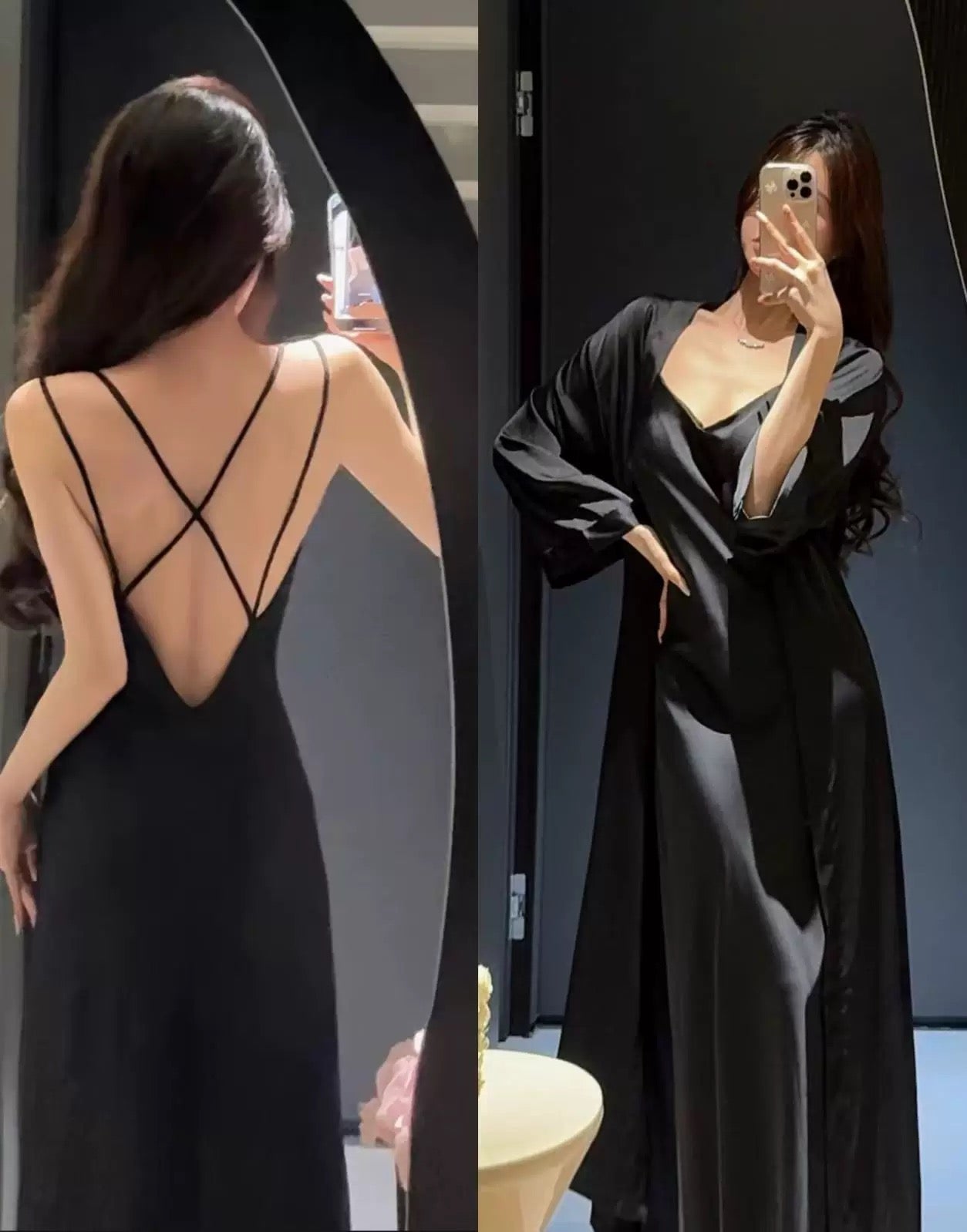 Satin Draped Slim-Fit Nightdress