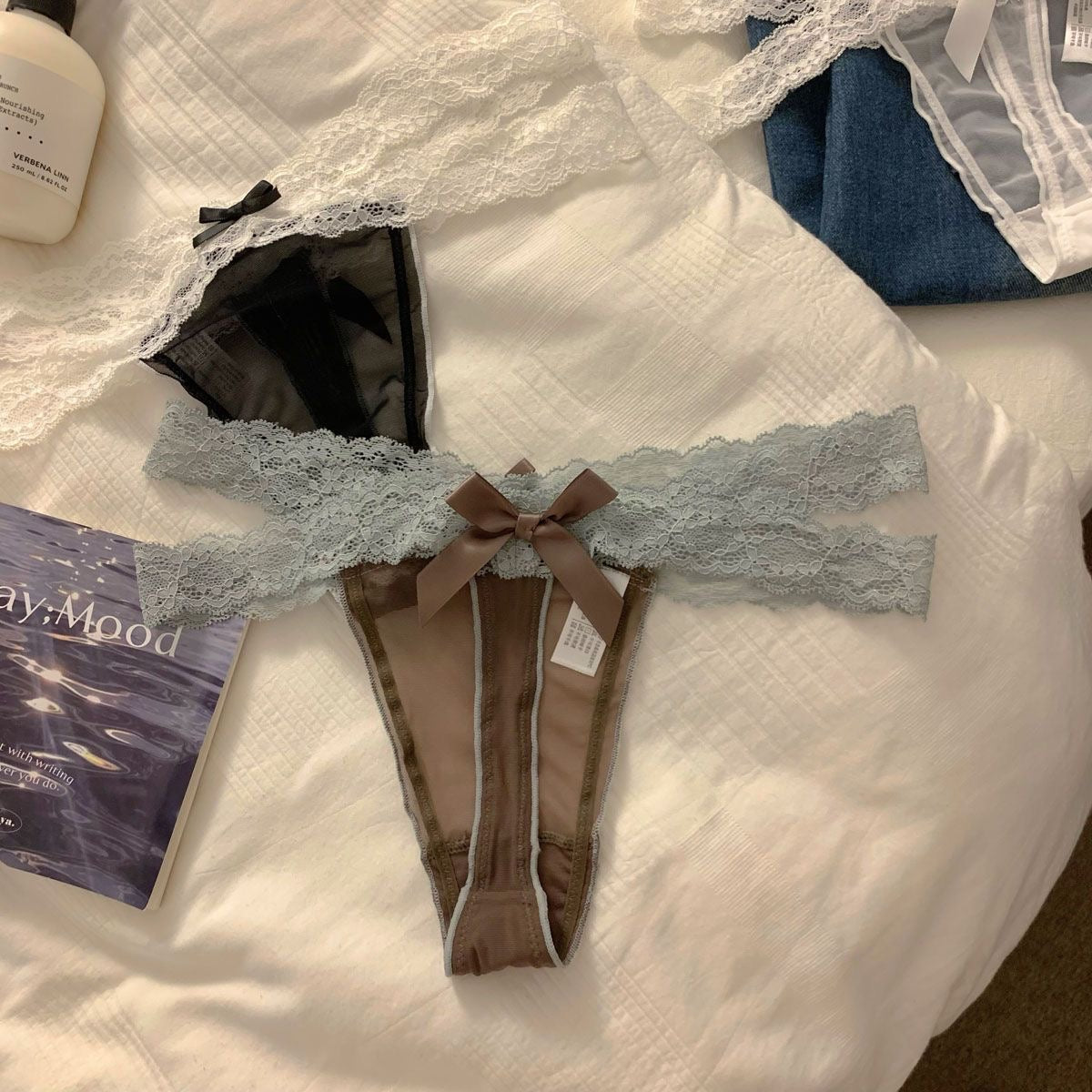 Soft Lace Bow Thong Panty