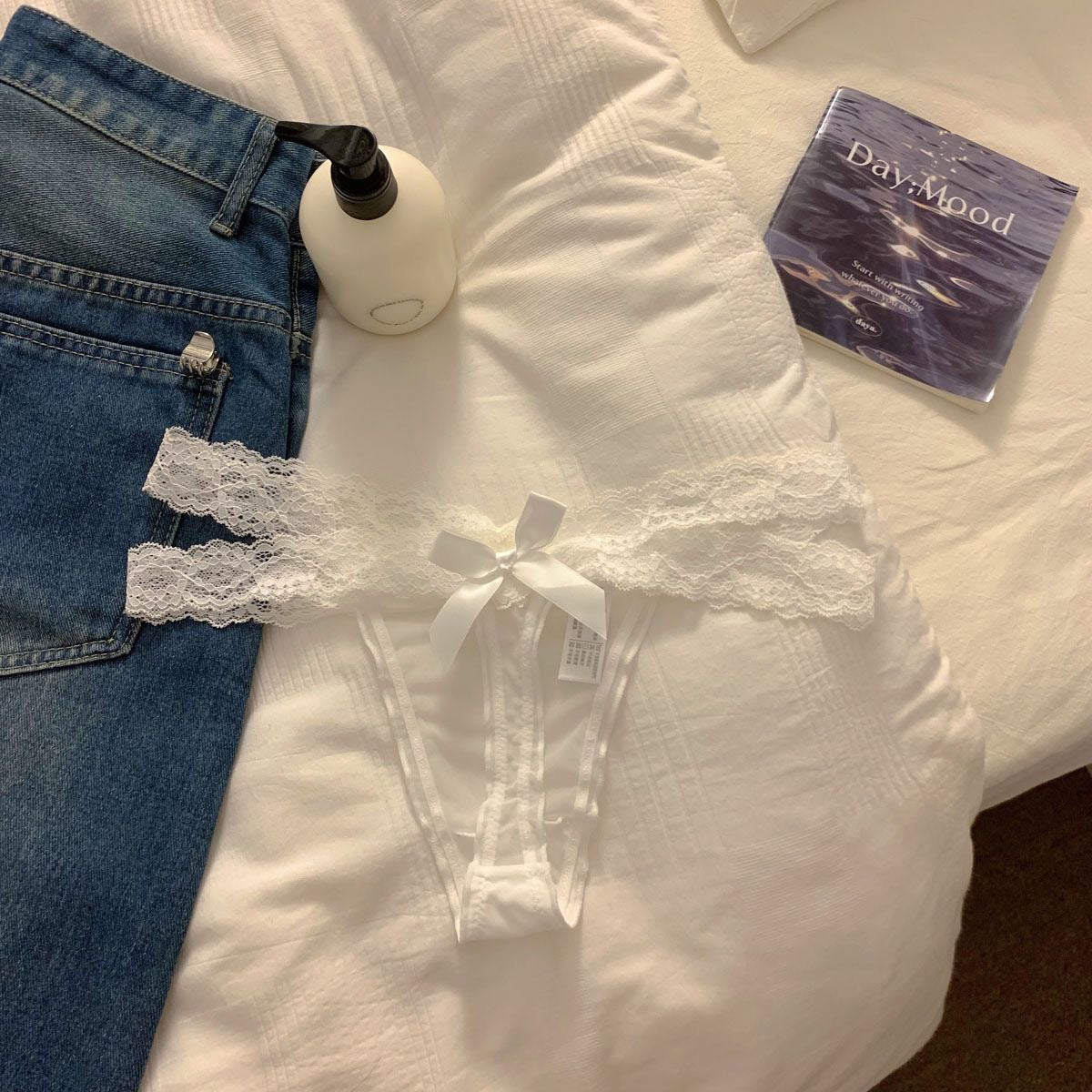 Soft Lace Bow Thong Panty