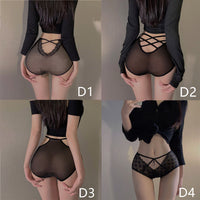 High Waist Criss Cross See Through Underwear Four-piece Bundle