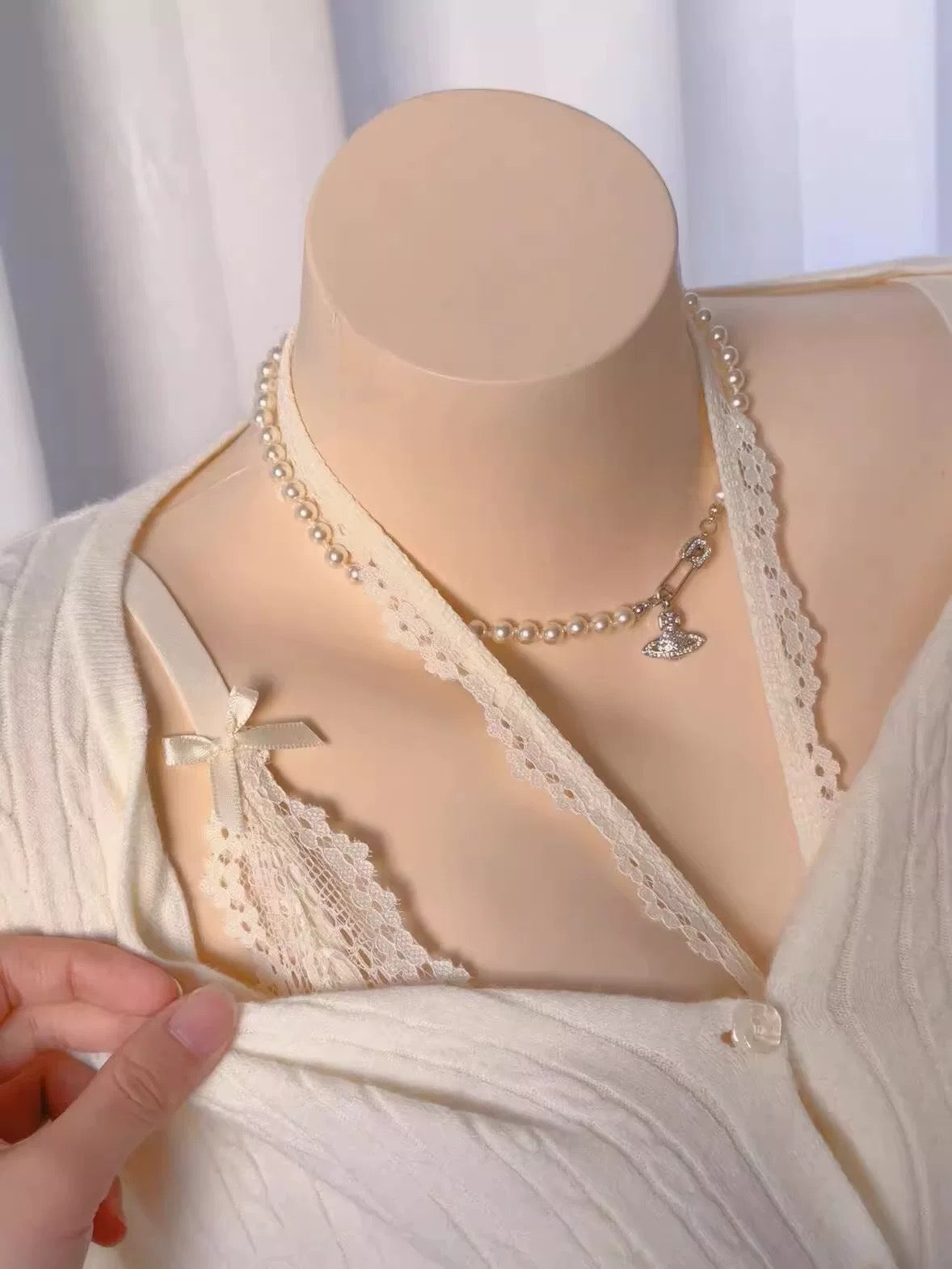 Detachable Opaline Lace Bra & Panty Set