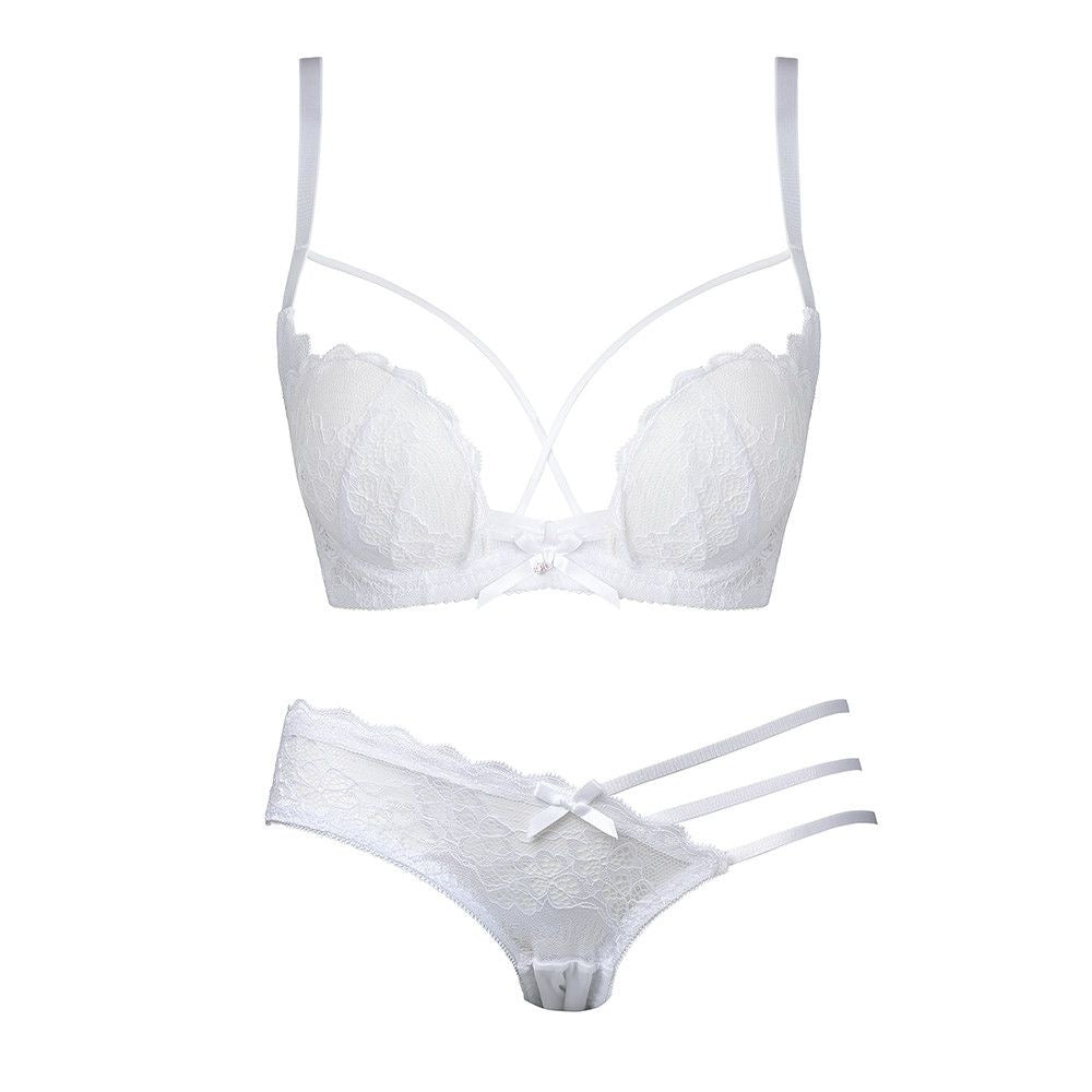 Burgundy Lace Strappy Bra and Panty Set