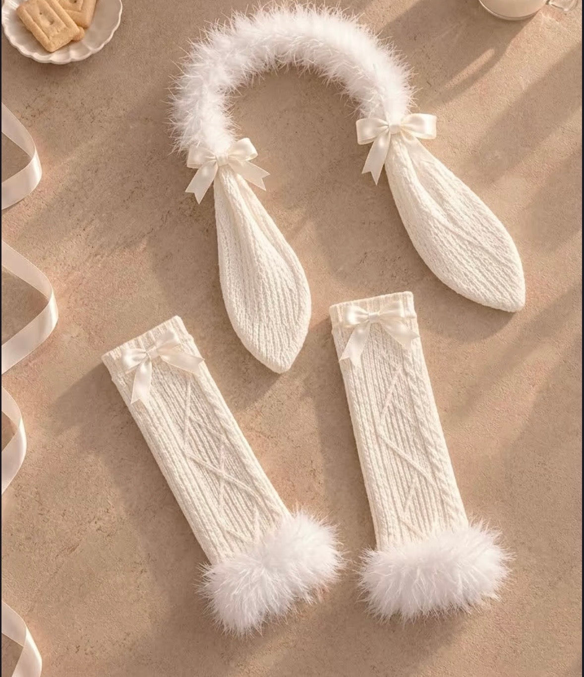 Snow Bunny Fluffy Lingerie Costume Set