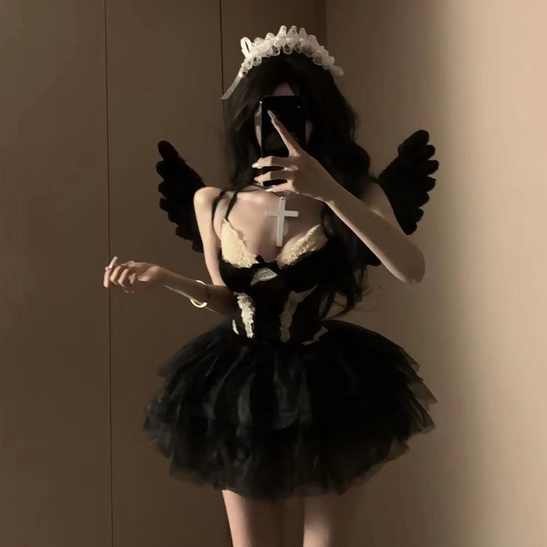 暗黑天使蕾丝万圣节角色扮演套装