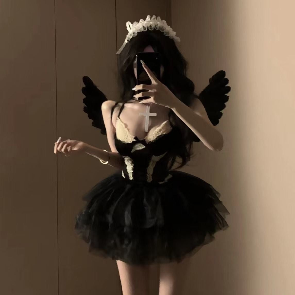 暗黑天使蕾丝万圣节角色扮演套装