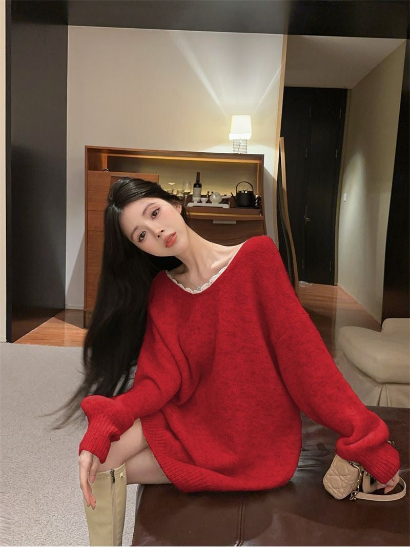 Women's Open-Back Bow Knit Sweater