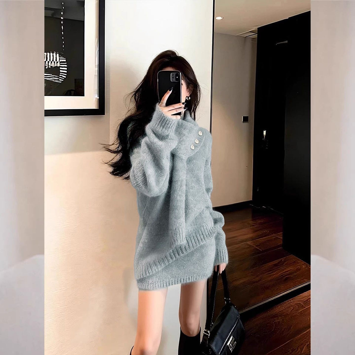 Women's Cozy Knit Sweater & Skirt Set