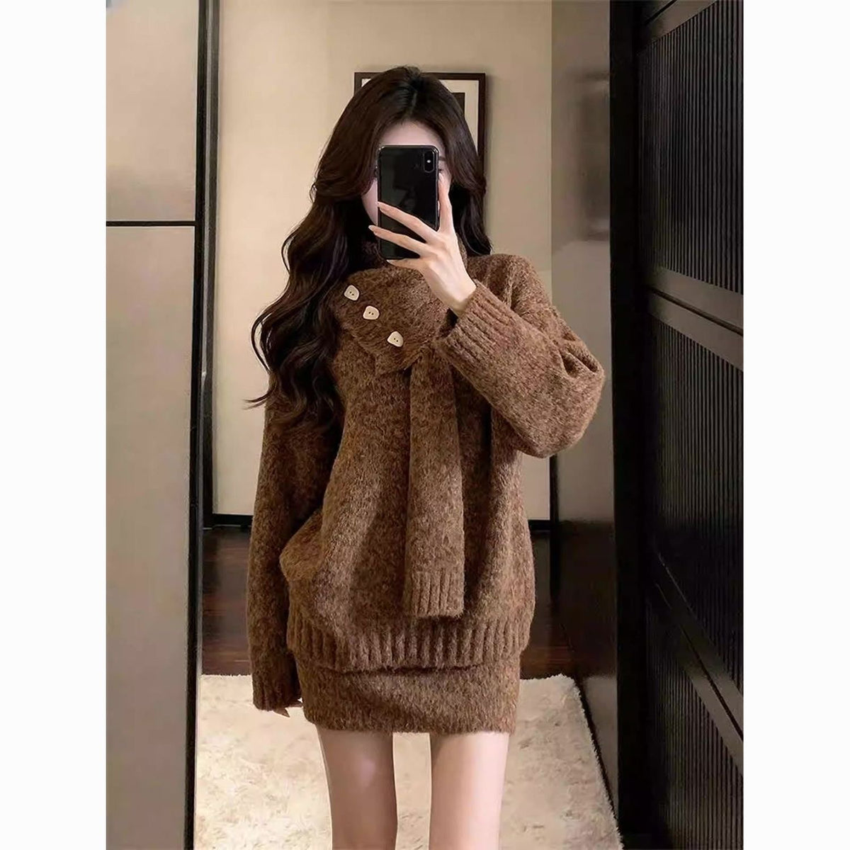 Women's Cozy Knit Sweater & Skirt Set