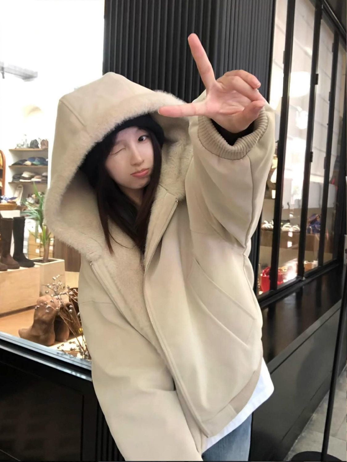 Women's Plush-Lined Hooded Winter Jacket
