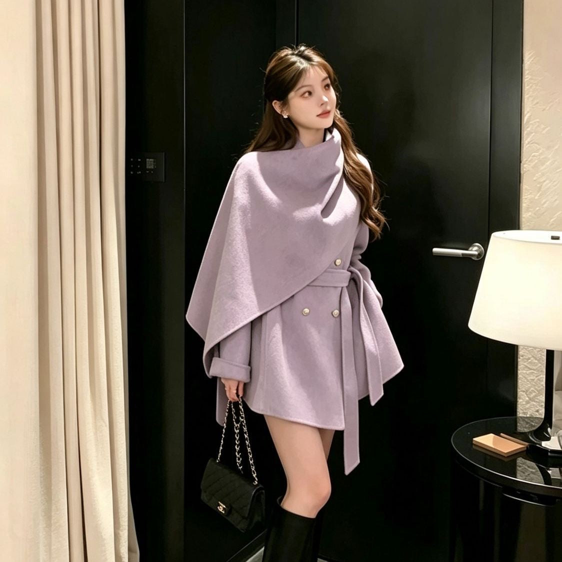 Women's Double-Faced Wool Blend Belted Coat