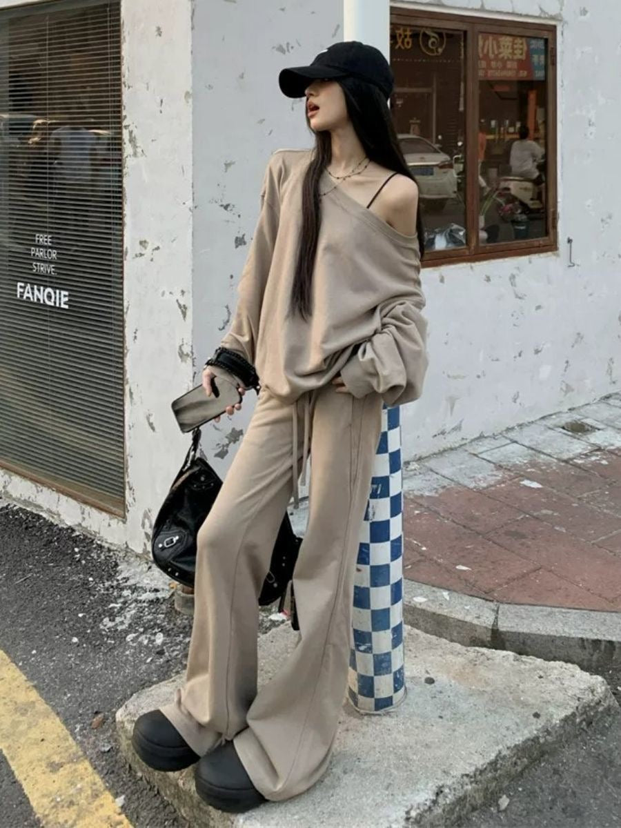 Women's Cotton Off-Shoulder Lounge Set