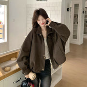 Oversized PU Leather Windproof Jacket