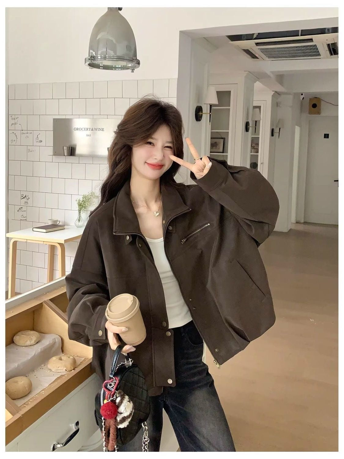 Oversized PU Leather Windproof Jacket