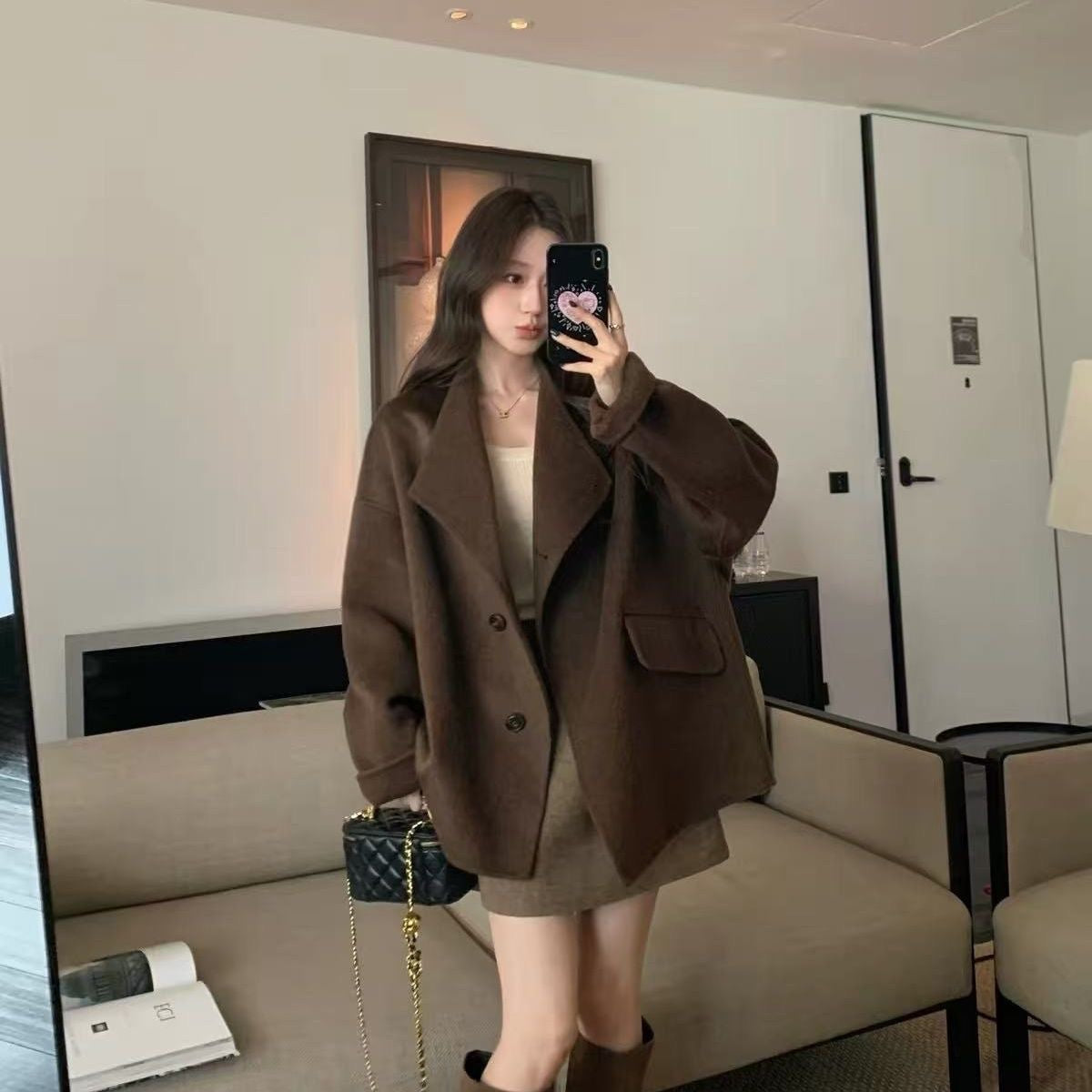 Minimalist Wool-Look Short Coat