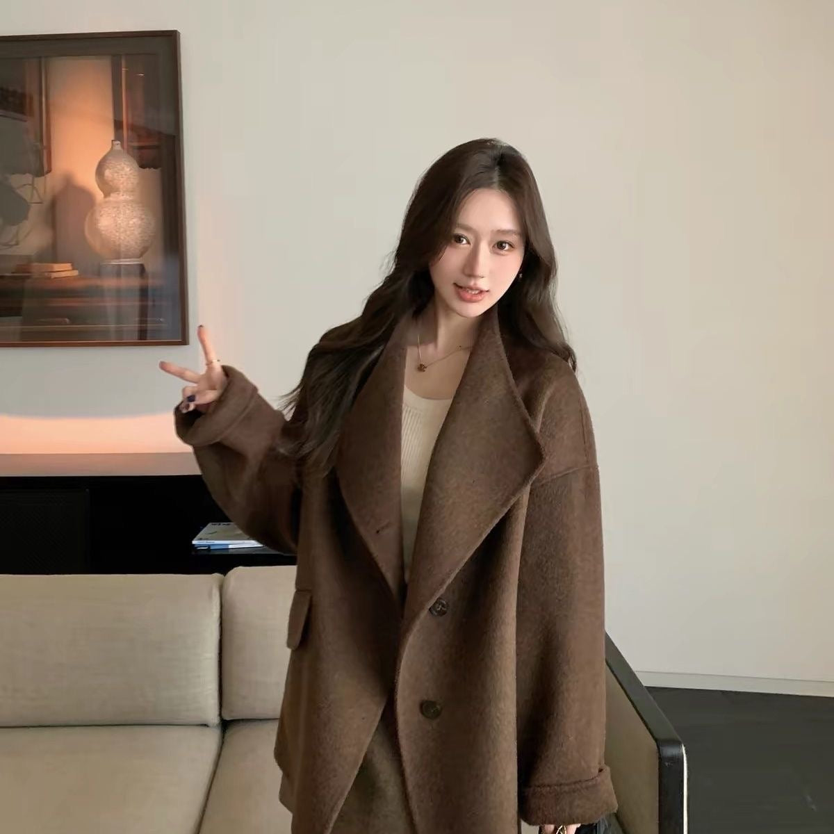 Minimalist Wool-Look Short Coat