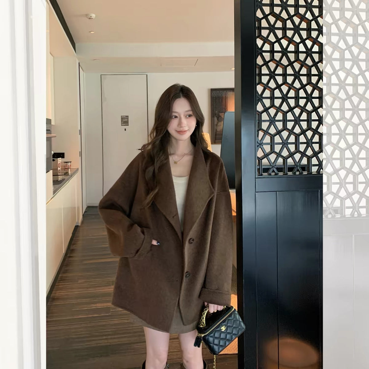 Minimalist Wool-Look Short Coat