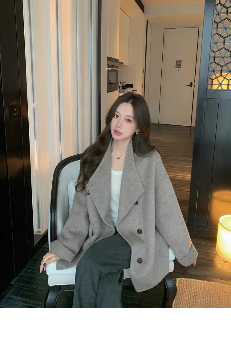 Minimalist Wool-Look Short Coat