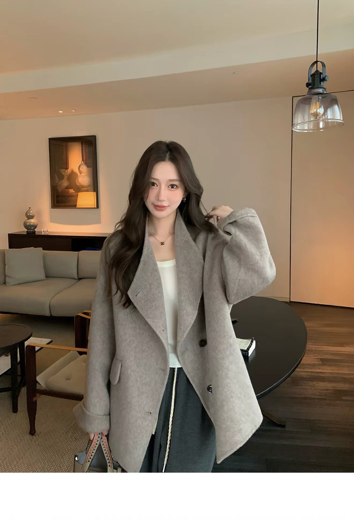 Minimalist Wool-Look Short Coat