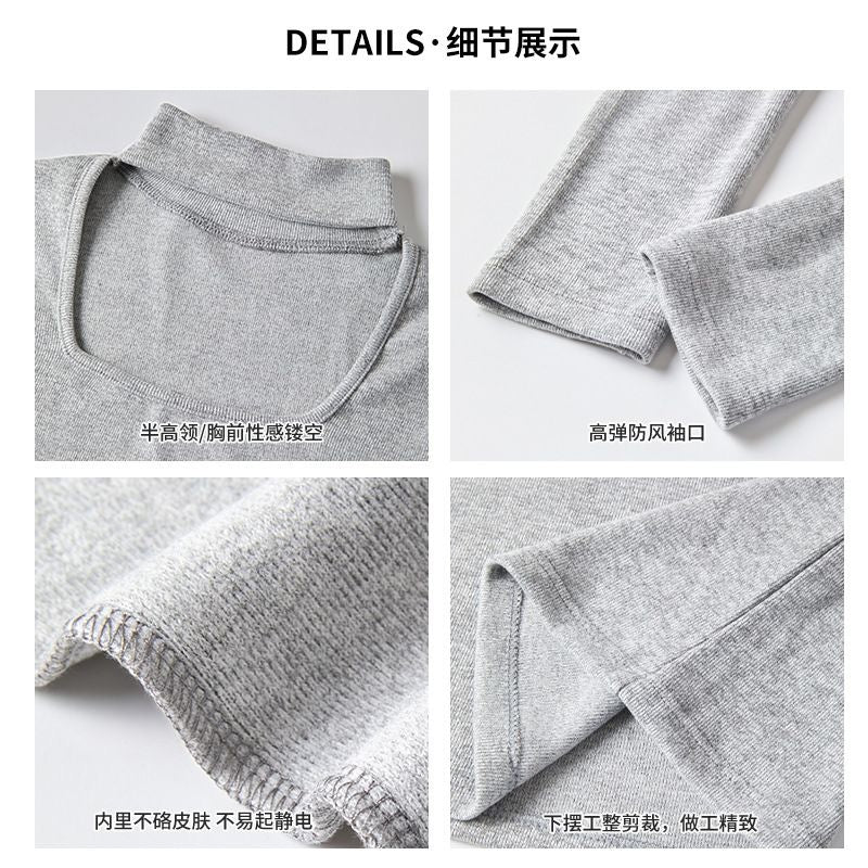 Thermal Fleece Square-Neck Top with Neckband Detail