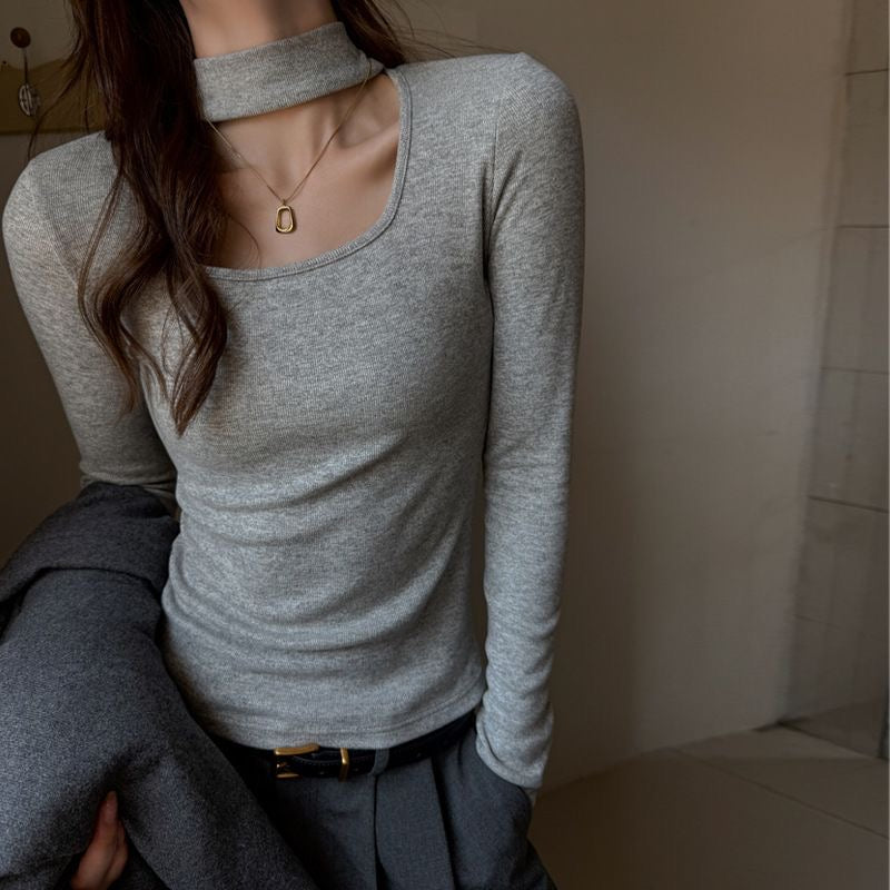 Thermal Fleece Square-Neck Top with Neckband Detail