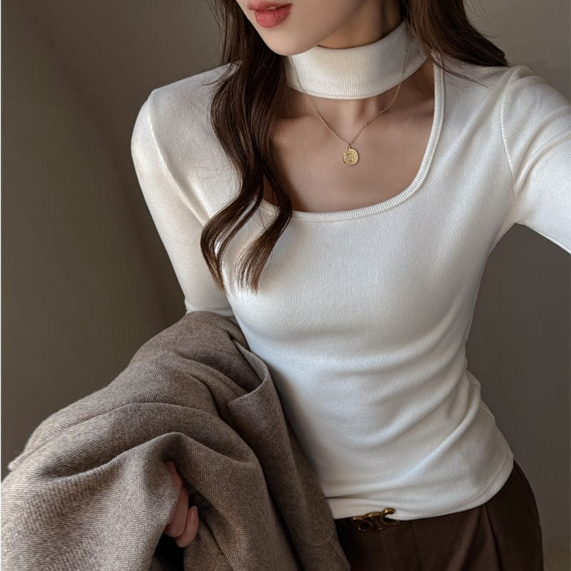 Thermal Fleece Square-Neck Top with Neckband Detail