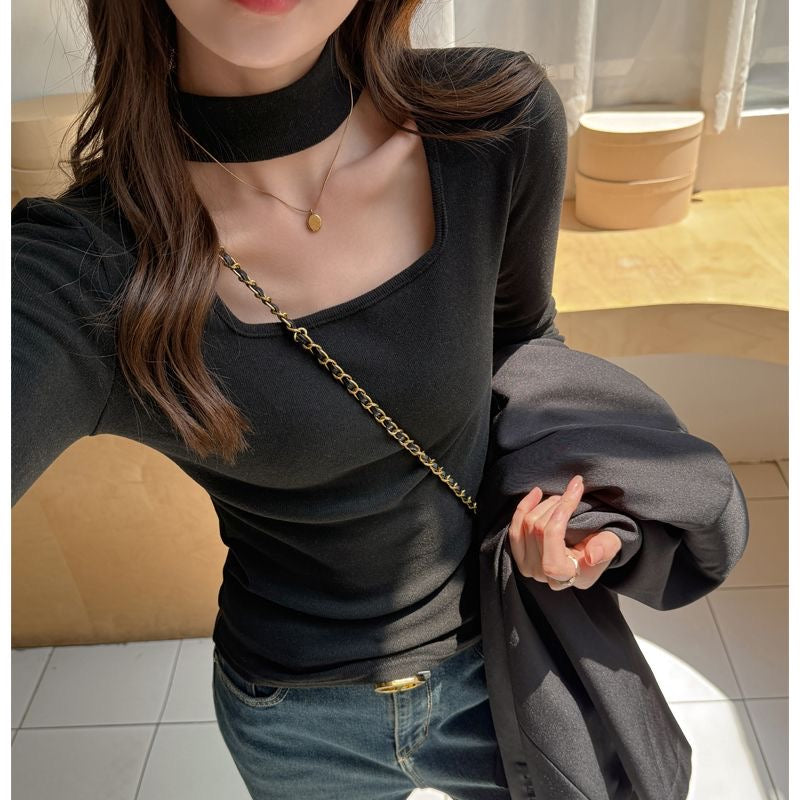 Thermal Fleece Square-Neck Top with Neckband Detail
