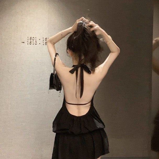 Spring Muse Halter-Neck Two-Piece Mini Dress with Bow Detail