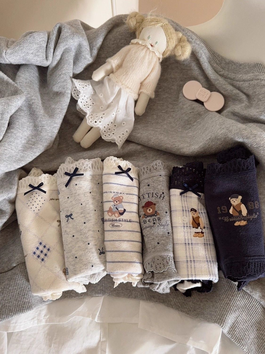 British Style Bear Cotton Antibacterial Soft 6-Pack Panties