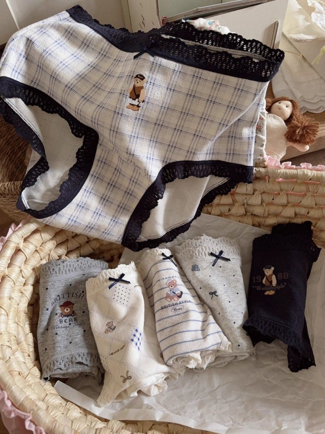 British Style Bear Cotton Antibacterial Soft 6-Pack Panties