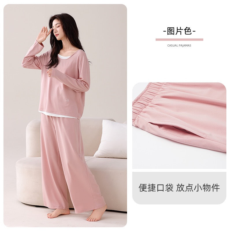 纯棉大弹性亲肤吸汗带胸垫家居服
