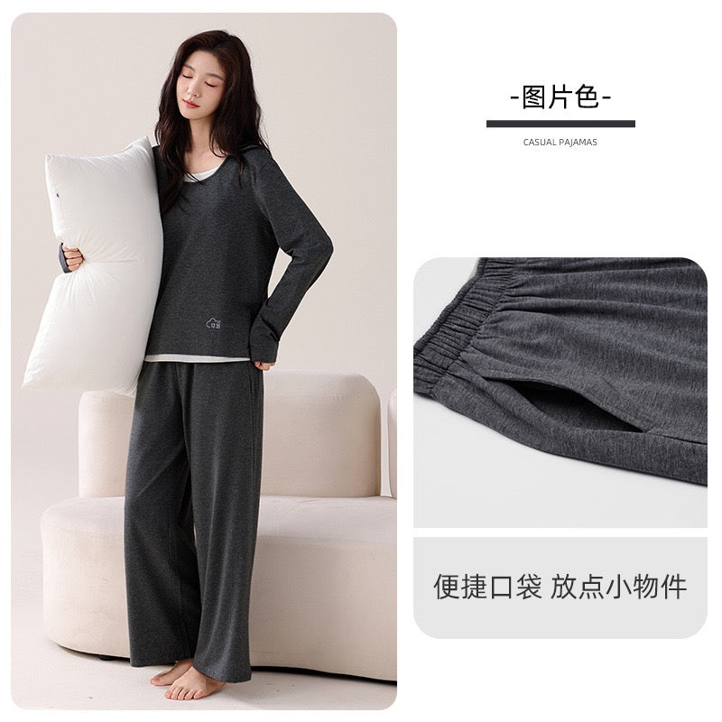 纯棉大弹性亲肤吸汗带胸垫家居服