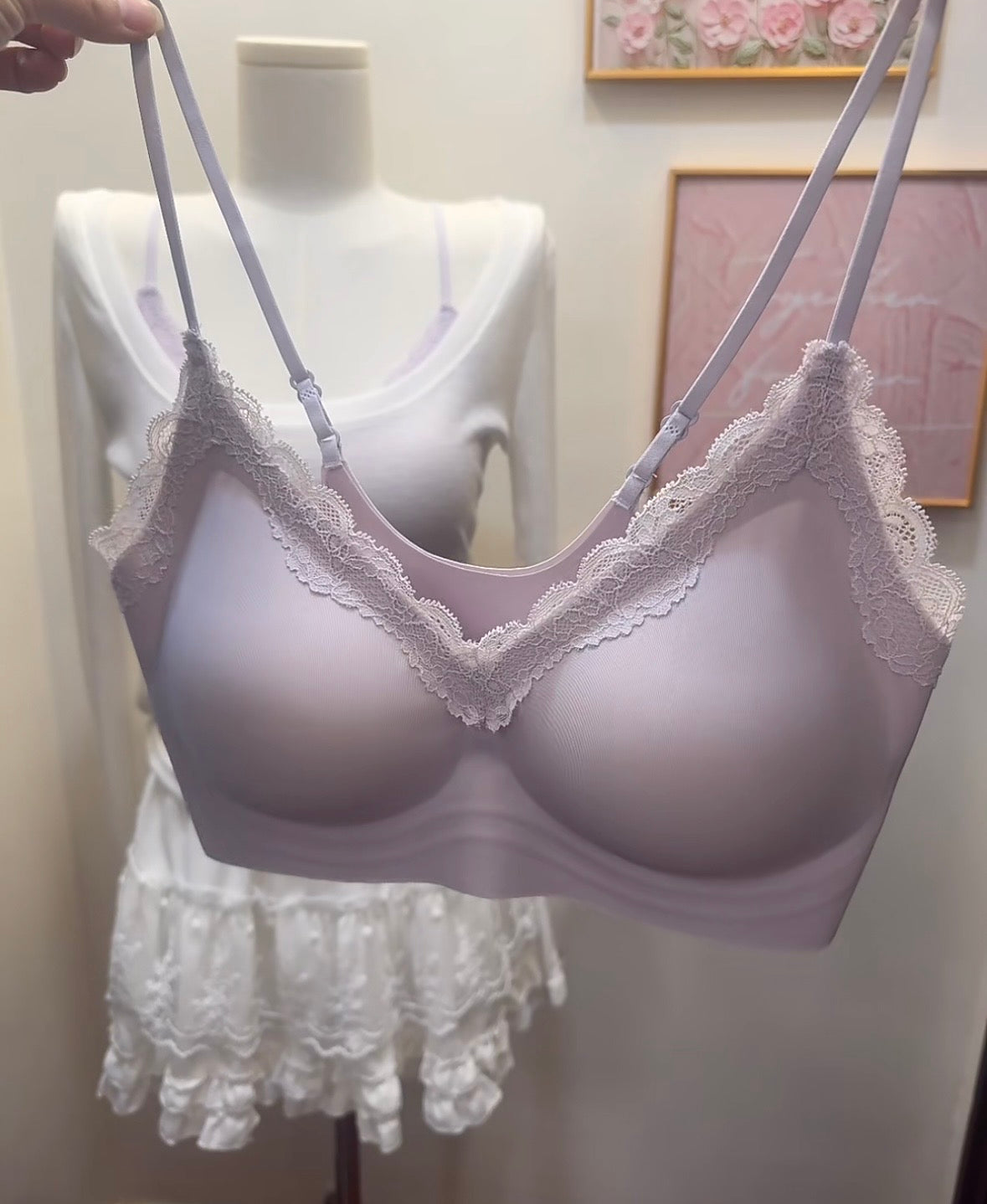 透视显胸高弹力聚拢胸衣套装