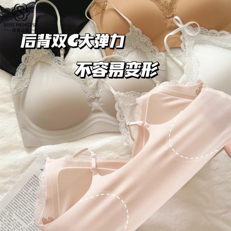 透视显胸高弹力聚拢胸衣套装