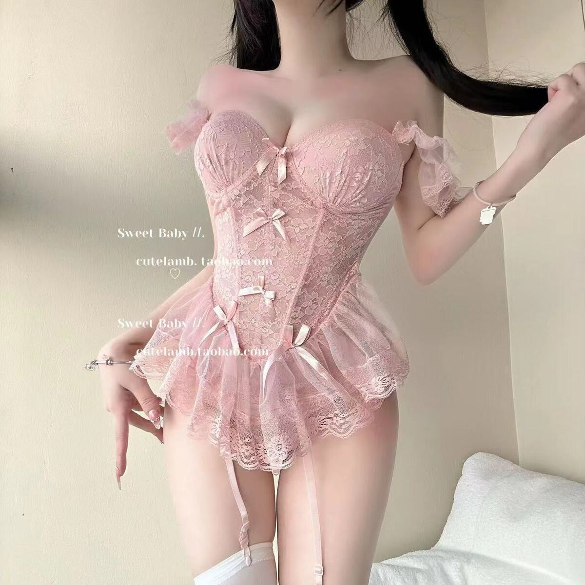Lace Boned Sheer Lingerie Set