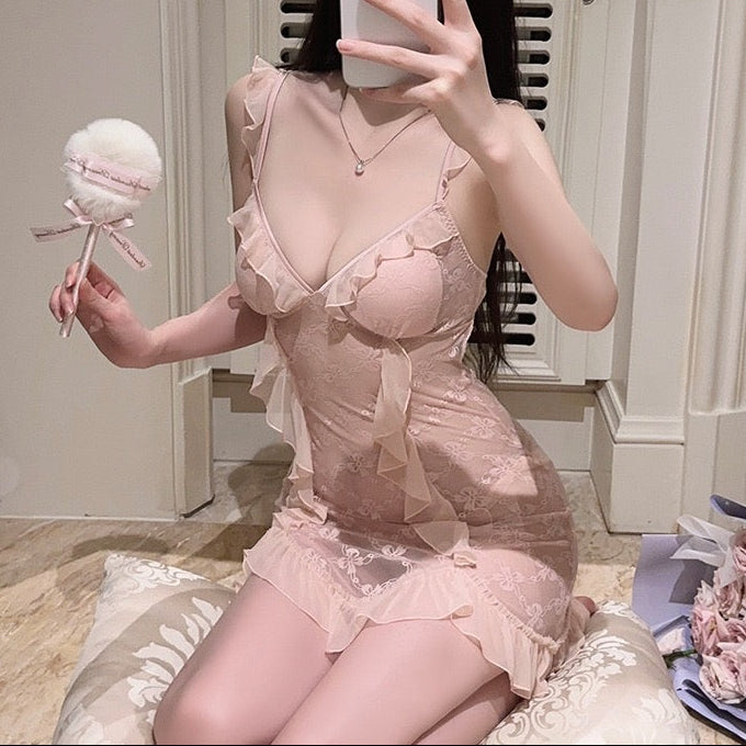 网纱粉色透视可爱性感睡裙