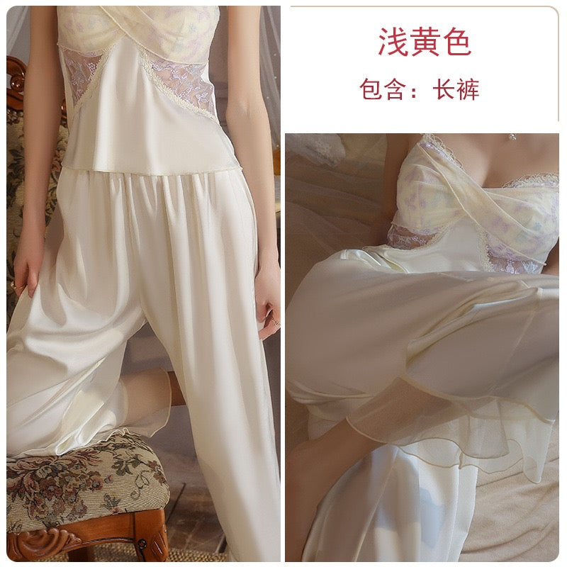Sheer Satin Lightweight 2-Piece Loungewear Set